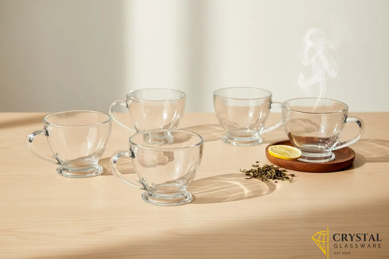 Delisoga Set of 6 Clear Glass Tea Mugs 